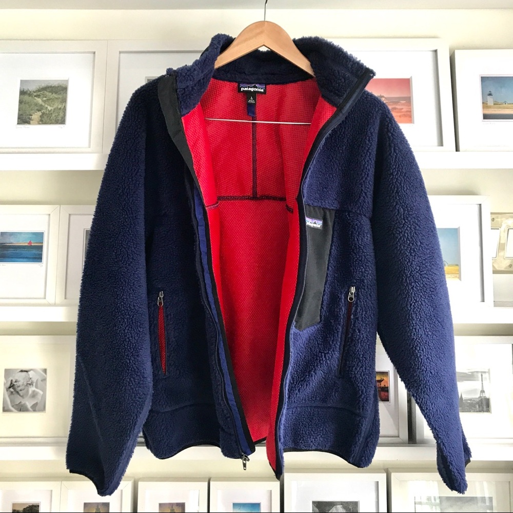 Patagonia Large Retro X Deep Pile Navy Blue  Red L. Cookie Monster Colors…